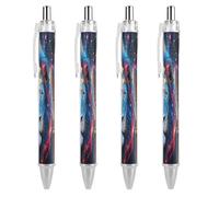 ERSTSNCK Lion in Mystical Starry Night Black Ballpoint Pens Fine Point (0.5mm) Black Ink Pen Retractable Ball Point Pens with Comfortable Full Grip for Journaling, And Office Writing Ideal 4 PCS