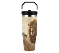 ERSTSNCK Lion Sheep 30oz Tumbler Large Capacity Car Cup with Handle And Straw Lid Stainless Steel Travel Mug Double Wall Vacuum Insulated Cup Leak-Proof for Outdoor Home Use