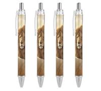 ERSTSNCK Lion Sheep Black Ballpoint Pens Fine Point (0.5mm) Black Ink Pen Retractable Ball Point Pens with Comfortable Full Grip for Journaling, And Office Writing Ideal 4 PCS