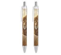 ERSTSNCK Lion Sheep Black Ballpoint Pens Fine Point (0.5mm) Black Ink Pen Retractable Ball Point Pens with Comfortable Full Grip for Journaling, And Office Writing Ideal 2 PCS