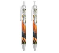 ERSTSNCK Little Red Panda Black Ballpoint Pens Fine Point (0.5mm) Black Ink Pen Retractable Ball Point Pens with Comfortable Full Grip for Journaling, And Office Writing Ideal 2 PCS
