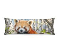 ERSTSNCK Little Red Panda Body Pillow Pillowcase 20"x54" Lumbar Throw Pillow Covers with Hidden Zipper Breathable & Cozy Full Long Bodypillow Case Cover for Sleeping Bedroom Couch Sofa Decor