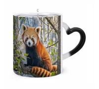 ERSTSNCK Little Red Panda Color Changing Mug Heat Changing Coffee Mugs Funny Magic Cup Heat Sensitive Travel Mug Novelty Coffee Cups Personalized Customized Gift Idea for Men & Women 11 Oz