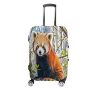 ERSTSNCK Little Red Panda Luggage Suitcase Covers Elastic Washable Cute Luggage Protector Travel Suitcase Protective Cover For Adult (Fit 19-32 Inch Luggages), white, L, Little Red Panda