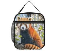 ERSTSNCK Little Red Panda Lunch Bag for Adults Reusable Insulated Lunchbox Leakproof Small Lunch Box Tote for Men & Women Portable Food Cooler Bag for Work, Office, Picnics