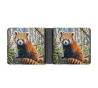 ERSTSNCK Little Red Panda Wallet for Men Bifold Rfid Blocking Slim Money Clip Front Pocket Wallet Card Holder