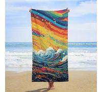 ERSTSNCK Lively Sea View Beach Towel Oversized 31" X 63" Absorbent Towels Quick Dry Pool Towel Lightweight Bath Towels Sandproof Beach Blanket for Gym Swimming Sports Travel Gifts