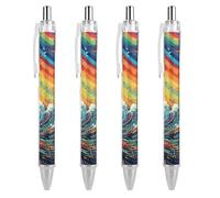 ERSTSNCK Lively Sea View Black Ballpoint Pens Fine Point (0.5mm) Black Ink Pen Retractable Ball Point Pens with Comfortable Full Grip for Journaling, And Office Writing Ideal 4 PCS