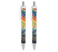 ERSTSNCK Lively Sea View Black Ballpoint Pens Fine Point (0.5mm) Black Ink Pen Retractable Ball Point Pens with Comfortable Full Grip for Journaling, And Office Writing Ideal 2 PCS