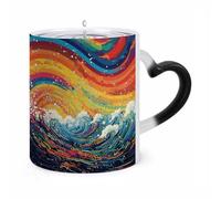 ERSTSNCK Lively Sea View Color Changing Mug Heat Changing Coffee Mugs Funny Magic Cup Heat Sensitive Travel Mug Novelty Coffee Cups Personalized Customized Gift Idea for Men & Women 11 Oz