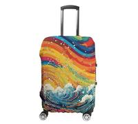 ERSTSNCK Lively Sea View Luggage Suitcase Covers Elastic Washable Cute Luggage Protector Travel Suitcase Protective Cover For Adult (Fit 19-32 Inch Luggages) X-Large, white, S, Lively Sea View