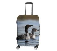 ERSTSNCK Loon Birds Luggage Suitcase Covers Elastic Washable Cute Luggage Protector Travel Suitcase Protective Cover For Adult (Fit 19-32 Inch Luggages), white, M, Loon Birds