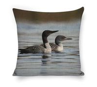 ERSTSNCK Loon Birds Pillow Covers 18"x18" Linen Throw Pillow Covers - Double Sided Decorative Square Cushion Cases for Sofa, Bed, Chair (No Insert Included)