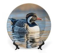 ERSTSNCK Loon Nature Birds Ceramic Plate 7inch Decorative Bone China Wall Hanging Ornament Plates Bohemian Style Dinner Plate with Display Stand Cabinet Display Plates for Home Art Decor