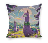 ERSTSNCK Love Alpaca Purple Pillow Covers 18"x18" Linen Throw Pillow Covers - Double Sided Decorative Square Cushion Cases for Sofa, Bed, Chair (No Insert Included)