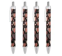 ERSTSNCK Love Heart Black Ballpoint Pens Fine Point (0.5mm) Black Ink Pen Retractable Ball Point Pens with Comfortable Full Grip for Journaling, And Office Writing Ideal 4 PCS