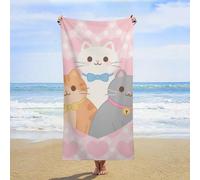 ERSTSNCK Lovely Cat Pattern Beach Towel Oversized 31" X 63" Absorbent Towels Quick Dry Pool Towel Lightweight Bath Towels Sandproof Beach Blanket for Gym Swimming Sports Travel Gifts