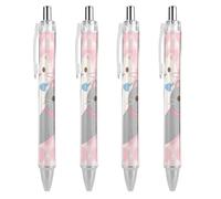 ERSTSNCK Lovely Cat Pattern Black Ballpoint Pens Fine Point (0.5mm) Black Ink Pen Retractable Ball Point Pens with Comfortable Full Grip for Journaling, And Office Writing Ideal 4 PCS