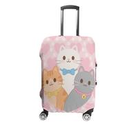 ERSTSNCK Lovely Cat Pattern Luggage Suitcase Covers Elastic Washable Cute Luggage Protector Travel Suitcase Protective Cover For Adult (Fit 19-32 Inch Luggages), white, M, Lovely Cat Pattern