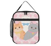 ERSTSNCK Lovely Cat Pattern Lunch Bag for Adults Reusable Insulated Lunchbox Leakproof Small Lunch Box Tote for Men & Women Portable Food Cooler Bag for Work, Office, Picnics