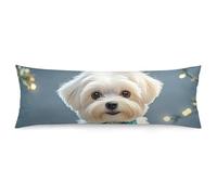 ERSTSNCK Lovely Maltese Dog Body Pillow Pillowcase 20"x54" Lumbar Throw Pillow Covers with Hidden Zipper Breathable & Cozy Full Long Bodypillow Case Cover for Sleeping Bedroom Couch Sofa Decor
