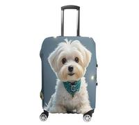 ERSTSNCK Lovely Maltese Dog Luggage Suitcase Covers Elastic Washable Cute Luggage Protector Travel Suitcase Protective Cover For Adult (Fit 19-32 Inch Luggages), white, M, Lovely Maltese Dog