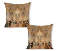 ERSTSNCK Luxurious Palace Ball Pillow Covers 18"x18"（2pcs） Linen Throw Pillow Covers - Double Sided Decorative Square Cushion Cases for Sofa, Bed, Chair (No Insert Included)