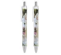 ERSTSNCK Lying on The Grass Black Ballpoint Pens Fine Point (0.5mm) Black Ink Pen Retractable Ball Point Pens with Comfortable Full Grip for Journaling, And Office Writing Ideal 2 PCS