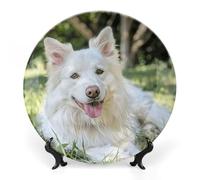 ERSTSNCK Lying on The Grass Ceramic Decorative Plate 7inch Bone China Wall Hanging Ornament Plates Bohemian Style Dinner Plate with Stand Cabinet Display Plates for Home Art Decor