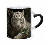 ERSTSNCK Lying White Tiger Color Changing Mug Heat Changing Coffee Mugs Funny Magic Cup Heat Sensitive Travel Mug Novelty Coffee Cups Personalized Customized Gift Idea for Men & Women 11 Oz