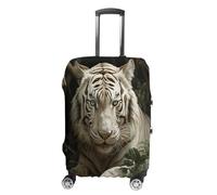 ERSTSNCK Lying White Tiger Luggage Suitcase Covers Elastic Washable Cute Luggage Protector Travel Suitcase Protective Cover For Adult (Fit 19-32 Inch Luggages) X-Large, white, M, Lying White Tiger