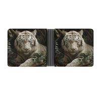 ERSTSNCK Lying White Tiger Wallet for Men Bifold Rfid Blocking Slim Money Clip Front Pocket Wallet Card Holder