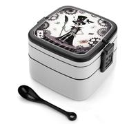 ERSTSNCK Magic Wand Skeleton Magician Bento Box 1000ml Leak Proof Lunch Container with Removable Dividers & Spoon - BPA-Free PP Stackable Lunch Box for Work, Office, Picnic, Travel, Dining Out