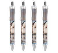 ERSTSNCK Mallard Duck Black Ballpoint Pens Fine Point (0.5mm) Black Ink Pen Retractable Ball Point Pens with Comfortable Full Grip for Journaling, And Office Writing Ideal 4 PCS