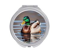 ERSTSNCK Mallard Duck Compact Mirror for Purse Double-Sided 1x/2x Magnifying Metal Pocket Makeup Mirrors Folding Mini Vanity Mirror Handheld Round Travel Cosmetic Mirrors for Women