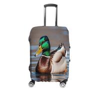 ERSTSNCK Mallard Duck Luggage Suitcase Covers Elastic Washable Cute Luggage Protector Travel Suitcase Protective Cover For Adult (Fit 19-32 Inch Luggages), white, Small, Mallard Duck