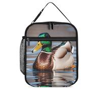 ERSTSNCK Mallard Duck Lunch Bag for Adults Reusable Insulated Lunchbox Leakproof Small Lunch Box Tote for Men & Women Portable Food Cooler Bag for Work, Office, Picnics
