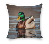 ERSTSNCK Mallard Duck Pillow Covers 18"x18" Linen Throw Pillow Covers - Double Sided Decorative Square Cushion Cases for Sofa, Bed, Chair (No Insert Included)
