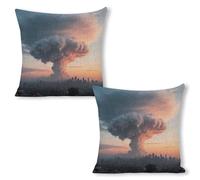 ERSTSNCK Mammatus Cloud Formation Pillow Covers 18"x18"（2pcs） Linen Throw Pillow Covers - Double Sided Decorative Square Cushion Cases for Sofa, Bed, Chair (No Insert Included)