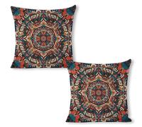 ERSTSNCK Mandala Tapestry Pillow Covers 18"x18"（2pcs） Linen Throw Pillow Covers - Double Sided Decorative Square Cushion Cases for Sofa, Bed, Chair (No Insert Included)