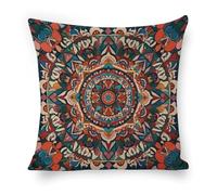 ERSTSNCK Mandala Tapestry Pillow Covers 18"x18" Linen Throw Pillow Covers - Double Sided Decorative Square Cushion Cases for Sofa, Bed, Chair (No Insert Included)