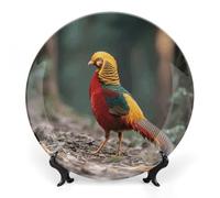 ERSTSNCK - Mandarin Duck 10 Inch Bone China Decorative Plate Wall Hanging Dinner Plate Boho Style Dinner Plate with Stand for Home Art Decor