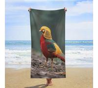 ERSTSNCK Mandarin Duck Beach Towel Oversized 31" X 63" Absorbent Towels Quick Dry Pool Towel Lightweight Bath Towels Sandproof Beach Blanket for Gym Swimming Sports Travel Gifts