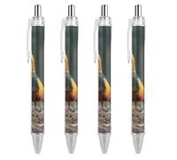 ERSTSNCK Mandarin Duck Black Ballpoint Pens Fine Point (0.5mm) Black Ink Pen Retractable Ball Point Pens with Comfortable Full Grip for Journaling, And Office Writing Ideal 4 PCS