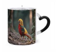 ERSTSNCK Mandarin Duck Color Changing Mug Heat Changing Coffee Mugs Funny Magic Cup Heat Sensitive Travel Mug Novelty Coffee Cups Personalized Customized Gift Idea for Men & Women 11 Oz