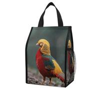 ERSTSNCK Mandarin Duck Insulated Lunch Bag Leakproof Insulated Cooler Bags Reusable Cooler Tote Foldable Lunchbox for Adult Women Men for Work Travel Picnic