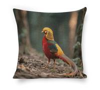 ERSTSNCK Mandarin Duck Pillow Covers 18"x18" Linen Throw Pillow Covers - Double Sided Decorative Square Cushion Cases for Sofa, Bed, Chair (No Insert Included)