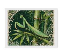 ERSTSNCK Mantis Bamboo Leaf Diamond Painting Kits for Adults 12"x16" 5D Diamond Art Kits for Beginners DIY Full Drill Round Diamonds Gem Art Crafts Painting for Home Wall Decor
