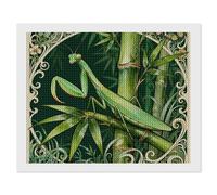 ERSTSNCK Mantis Bamboo Leaf Diamond Painting Kits for Adults 16"x20" 5D Diamond Art Kits for Beginners DIY Full Drill Round Diamonds Gem Art Crafts Painting for Home Wall Decor
