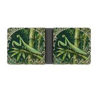 ERSTSNCK Mantis Bamboo Leaf Wallet for Men Bifold Rfid Blocking Slim Money Clip Front Pocket Wallet Card Holder